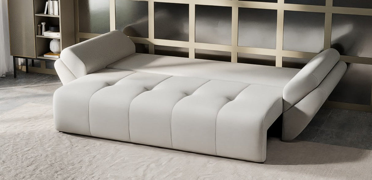 Canapea extensibilă dumonde cu ladă de depozitare si sezut confortabil din spuma HR, Berlin New Bej 250x100 cm Fabrica
