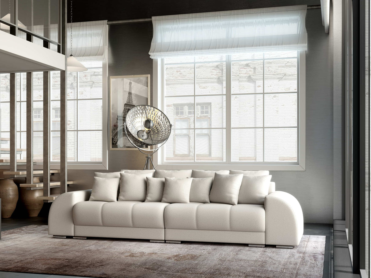 Canapea extensibilă dumonde cu 2 lăzi de depozitare si sezut confortabil din spuma HR, Big Sofa Verona Enjoy Lux Beige 310x100 cm Fabrica