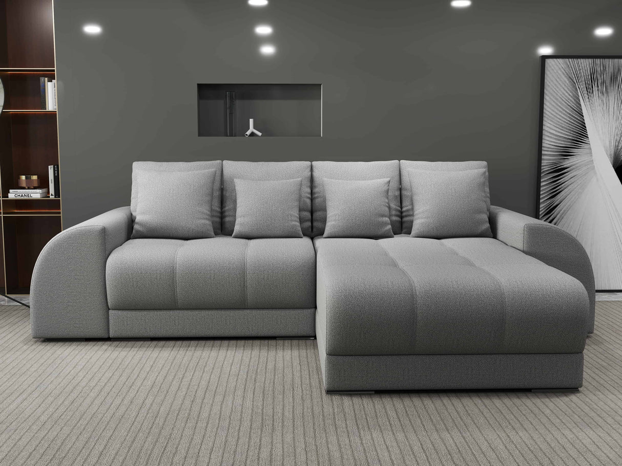 Colțar extensibil dumonde cu ladă de depozitare si sezut confortabil din spuma HR, Verona Enjoy Gri II 290x185 cm Fabrica
