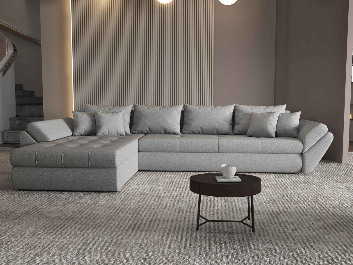 Colțar extensibil dumonde cu ladă de depozitare si sezut confortabil din spuma HR, Loana XL Enjoy Gri 335x185 cm Fabrica