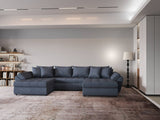 Colțar extensibil dumonde cu ladă de depozitare si sezut confortabil din spuma HR, Loana Grey U 355x185 cm Fabrica