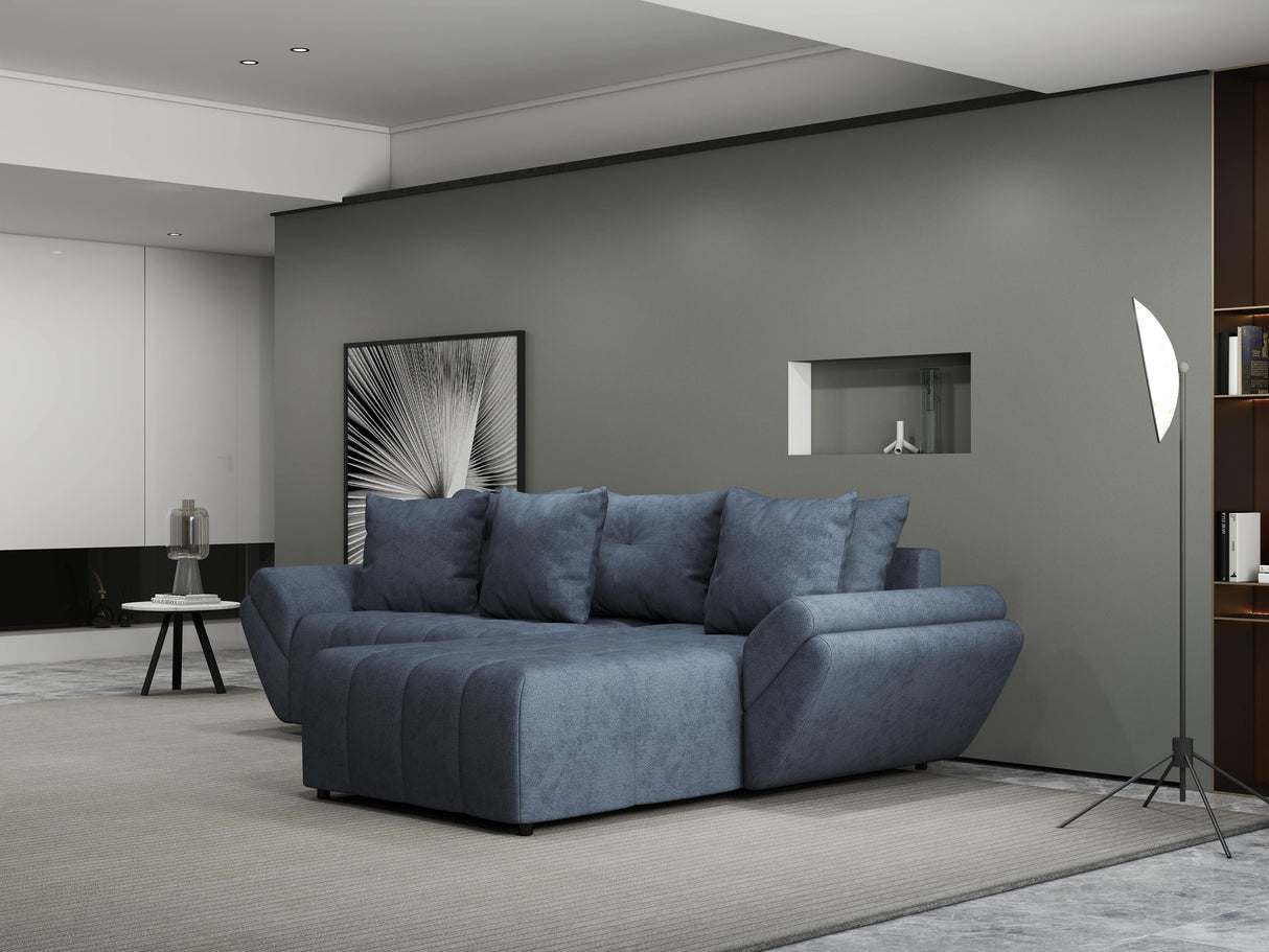 Colțar extensibil dumonde cu ladă de depozitare si sezut confortabil din spuma HR, Berlin Grey II 280x185 cm Fabrica
