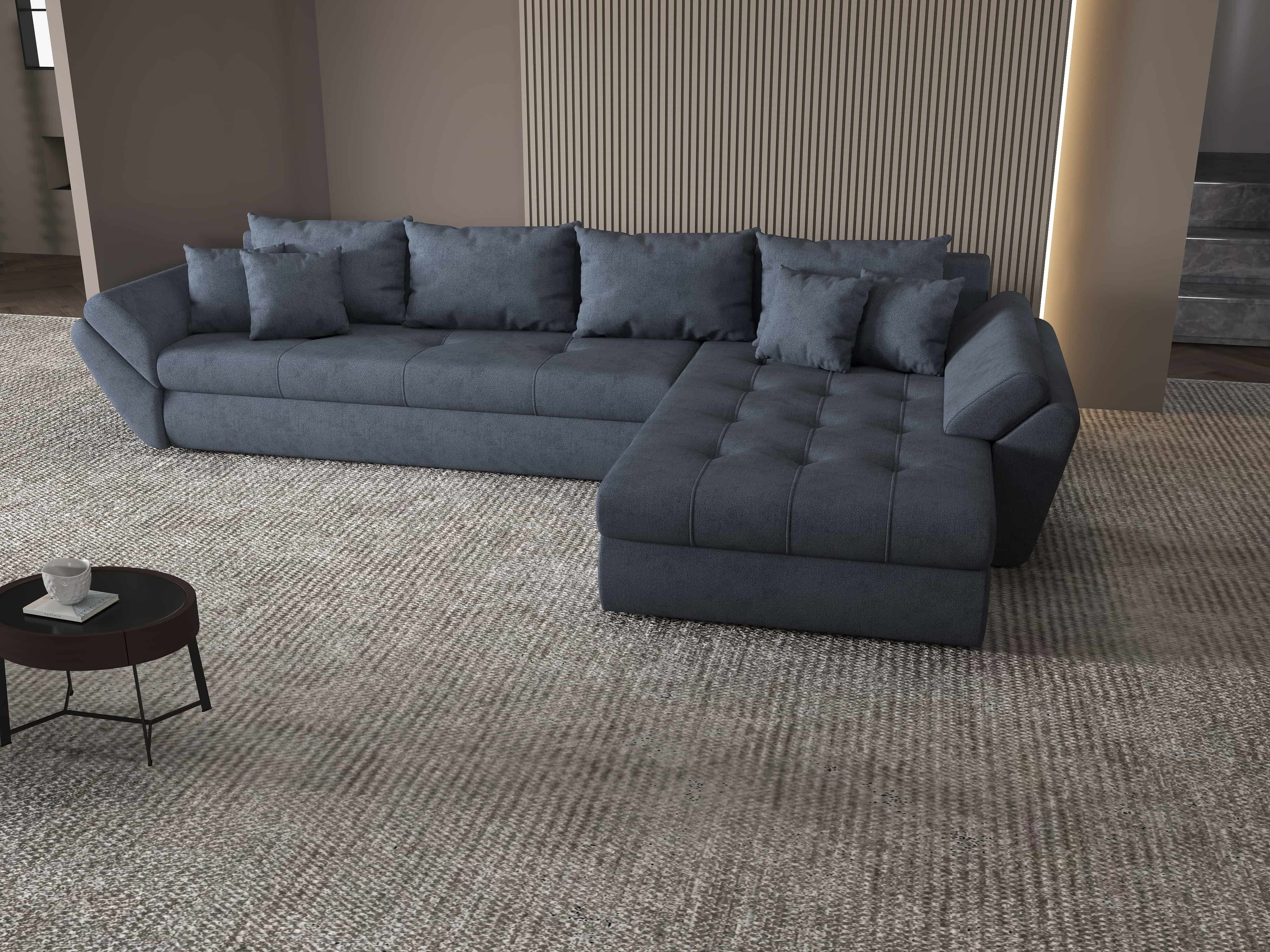 Colțar extensibil dumonde cu ladă de depozitare si sezut confortabil din spuma HR, Loana XL Enjoy Antracit II 335x185 cm Fabrica