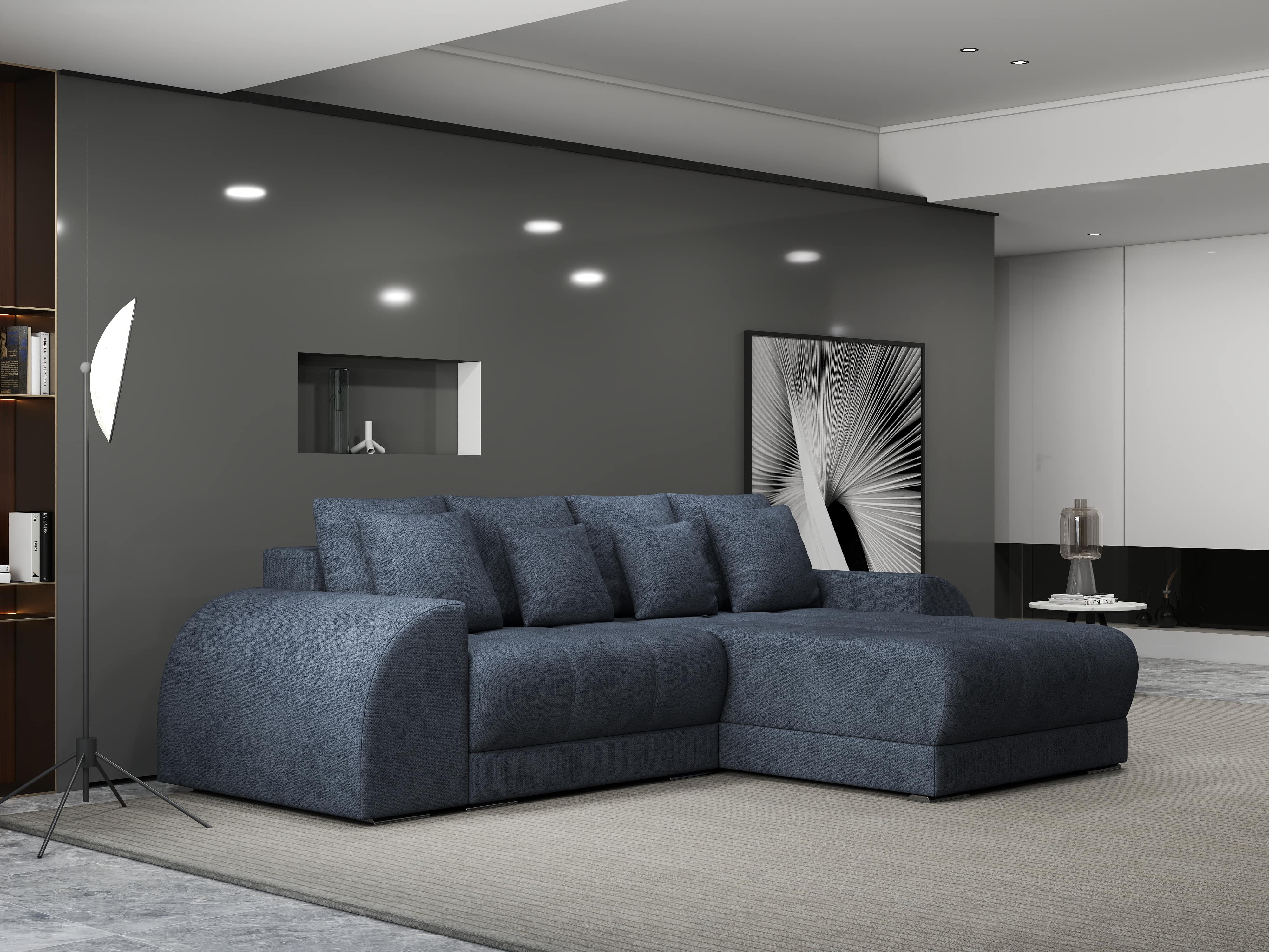 Colțar extensibil dumonde cu ladă de depozitare si sezut confortabil din spuma HR, Verona Enjoy Gri Antracit II 290x185 cm Fabrica