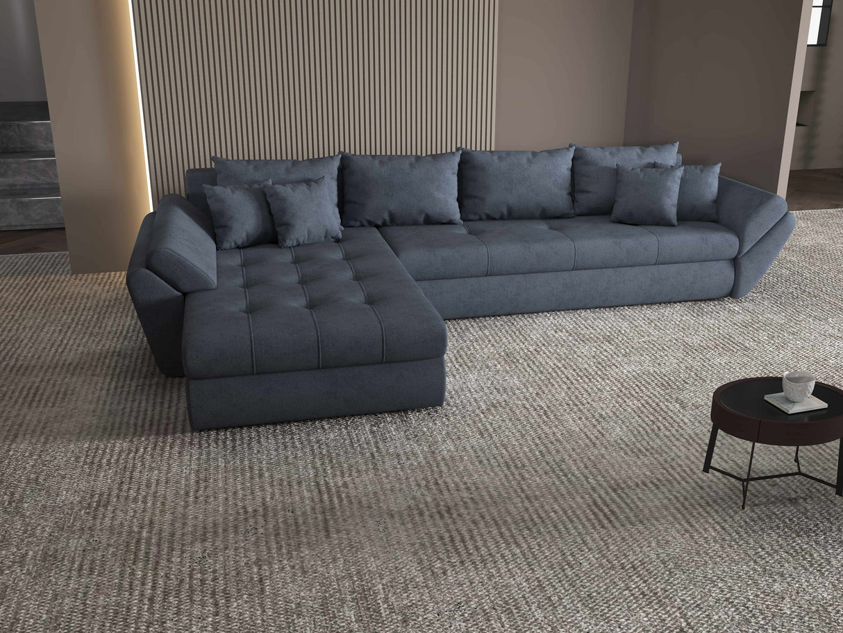 Colțar extensibil dumonde cu ladă de depozitare si sezut confortabil din spuma HR, Loana XL Enjoy Gri Antracit 335x185 cm Fabrica