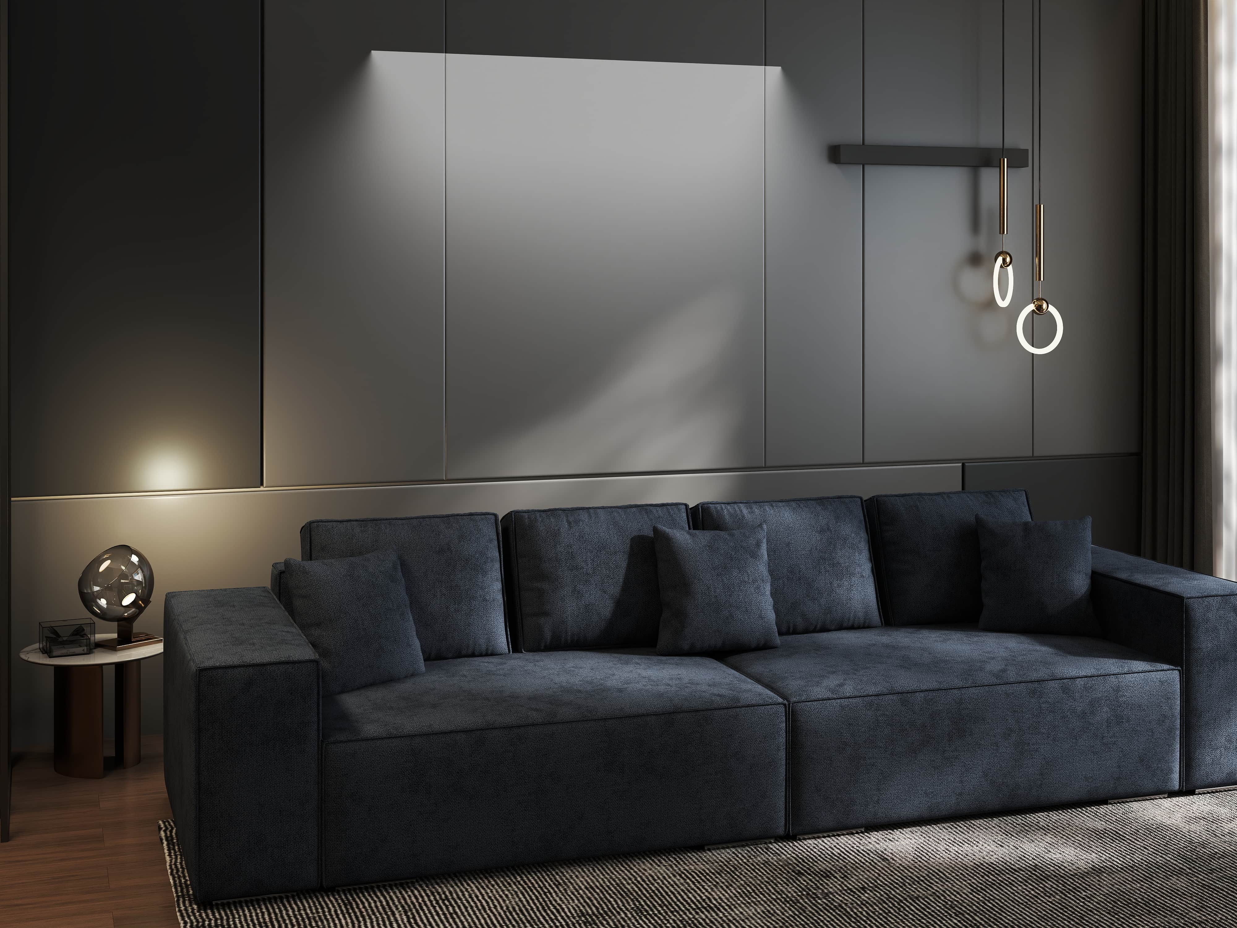 Canapea extensibilă dumonde cu ladă de depozitare si sezut confortabil din spuma HR, Dream Enjoy Antracit 310x100 cm Fabrica