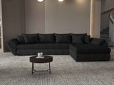 Colțar extensibil dumonde cu ladă de depozitare si sezut confortabil din spuma HR, Loana XL Enjoy Negru II 335x185 cm Fabrica