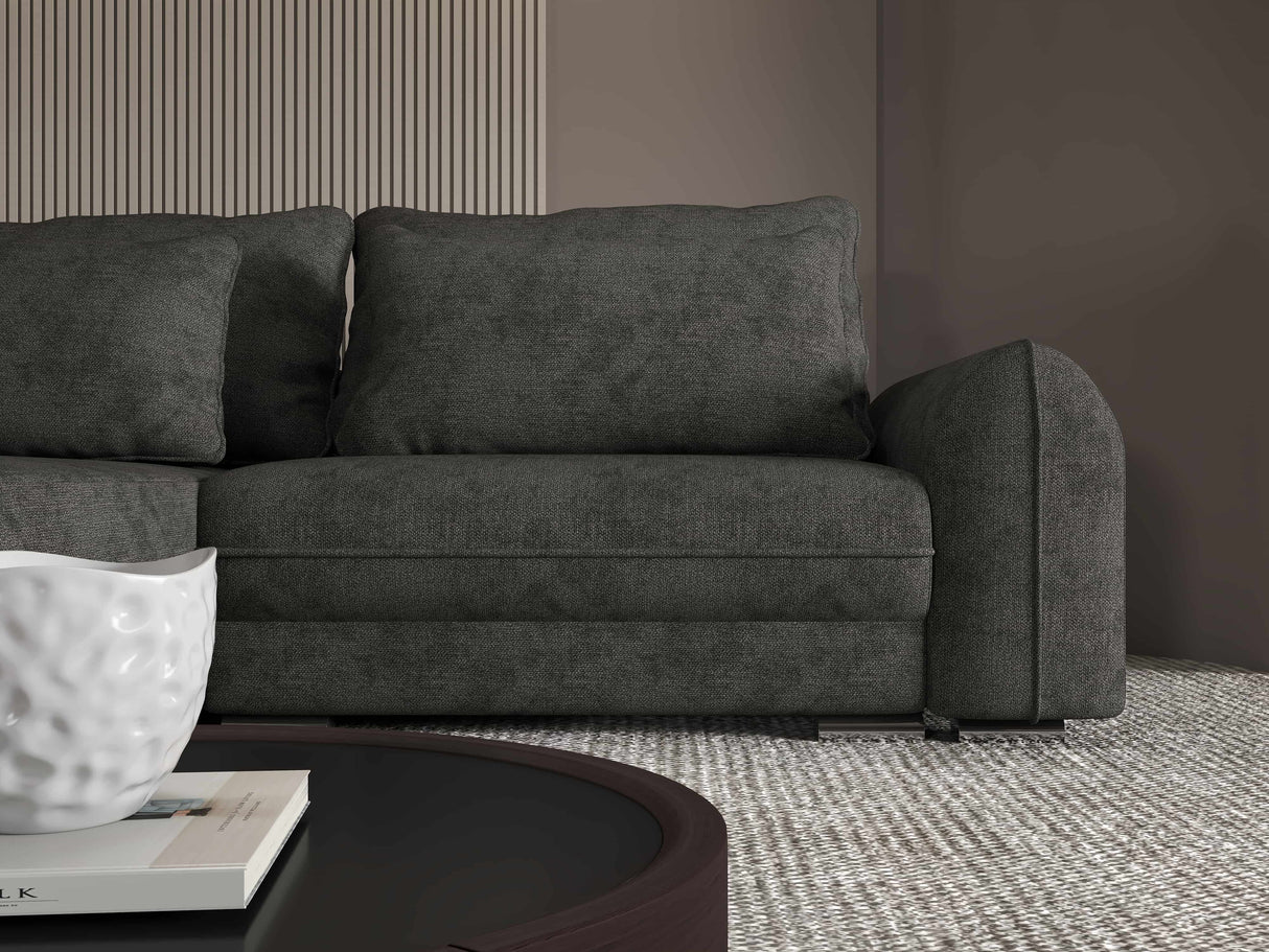 Colțar extensibil dumonde cu ladă de depozitare si sezut confortabil din spuma HR, Denver Enjoy Negru 275x185 cm Fabrica