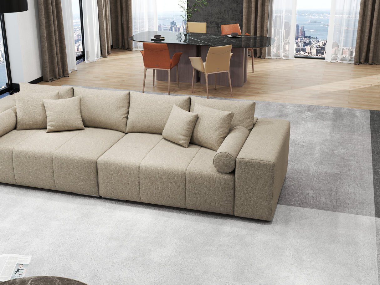 Canapea extensibilă dumonde cu ladă de depozitare si sezut confortabil din spuma HR, Marbela Enjoy Lux Bej XXL 295x100 cm fabrica