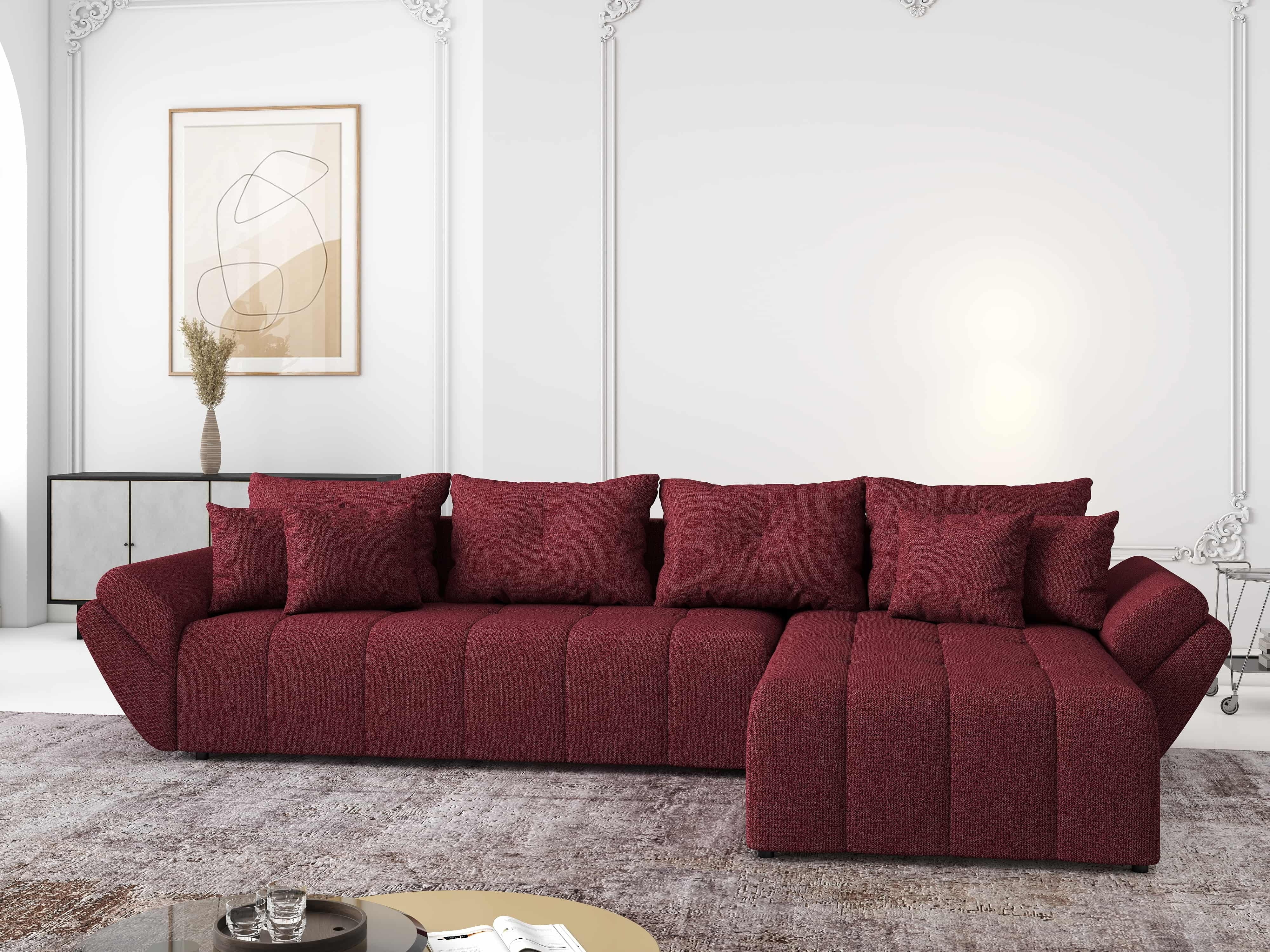 Colțar extensibil dumonde cu ladă de depozitare si sezut confortabil din spuma HR, Berlin XL Enjoy Lux Red 350x185 cm II Fabrica