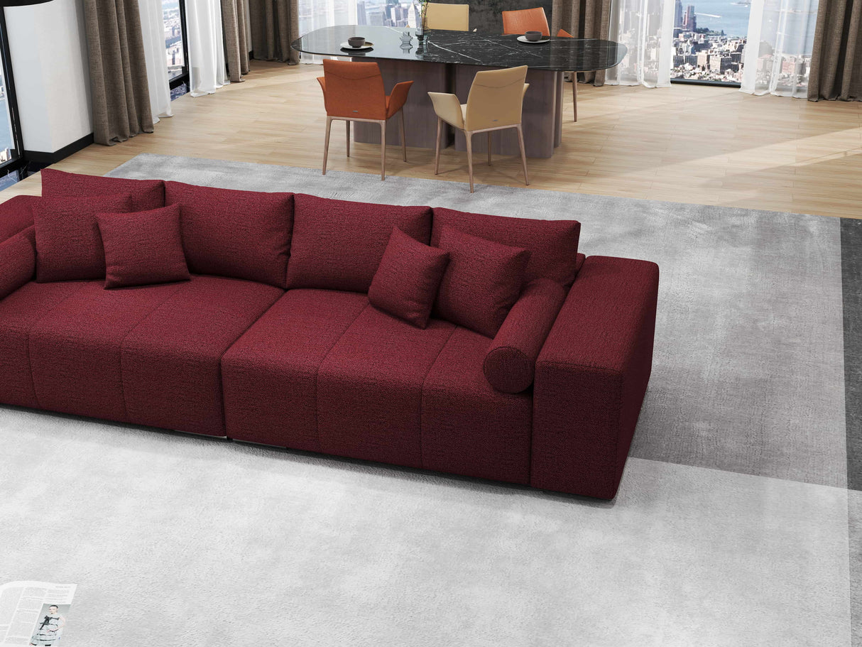 Canapea extensibilă dumonde cu ladă de depozitare si sezut confortabil din spuma HR, Marbela Enjoy Rosu XXL 295x100 cm fabrica