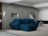 Colțar extensibil dumonde cu ladă de depozitare si sezut confortabil din spuma HR, Berlin Enjoy Verde Petrol 280x185 cm Fabrica