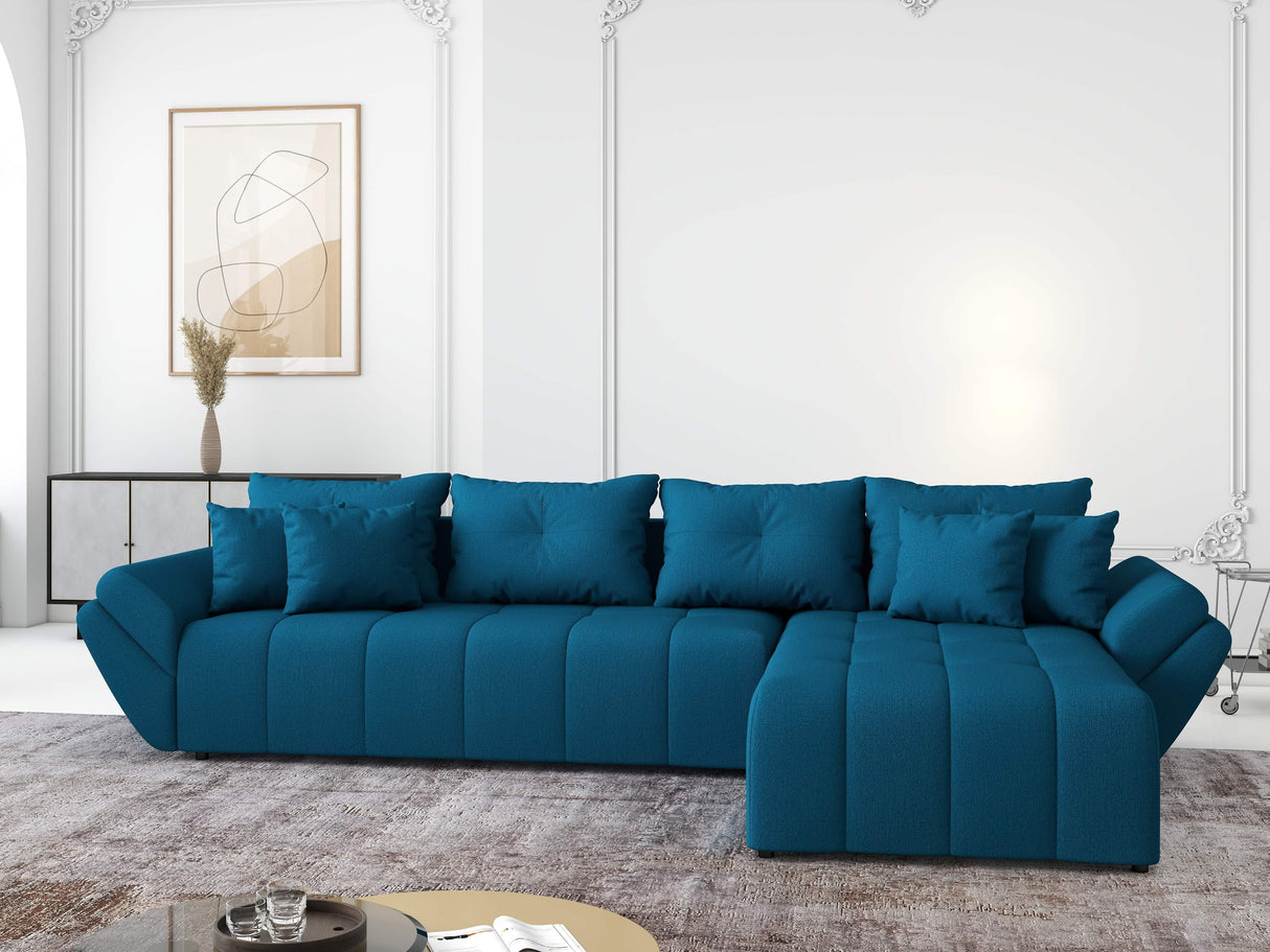 Colțar extensibil dumonde cu ladă de depozitare si sezut confortabil din spuma HR, Berlin XL Enjoy Verde Petrol 350x185 cm II Fabrica