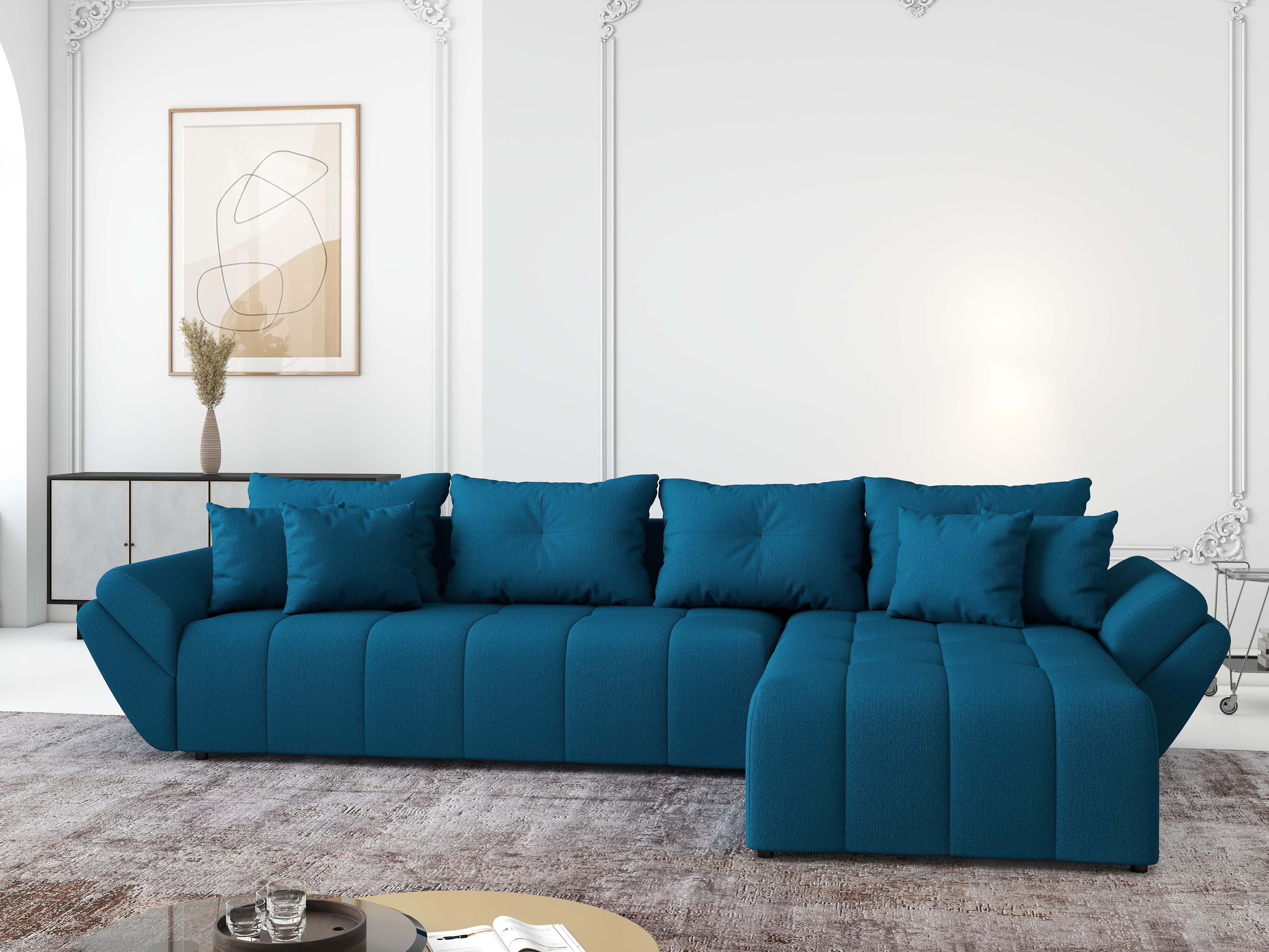 Colțar extensibil dumonde cu ladă de depozitare si sezut confortabil din spuma HR, Berlin XL Enjoy Petrol 350x185 cm II Fabrica