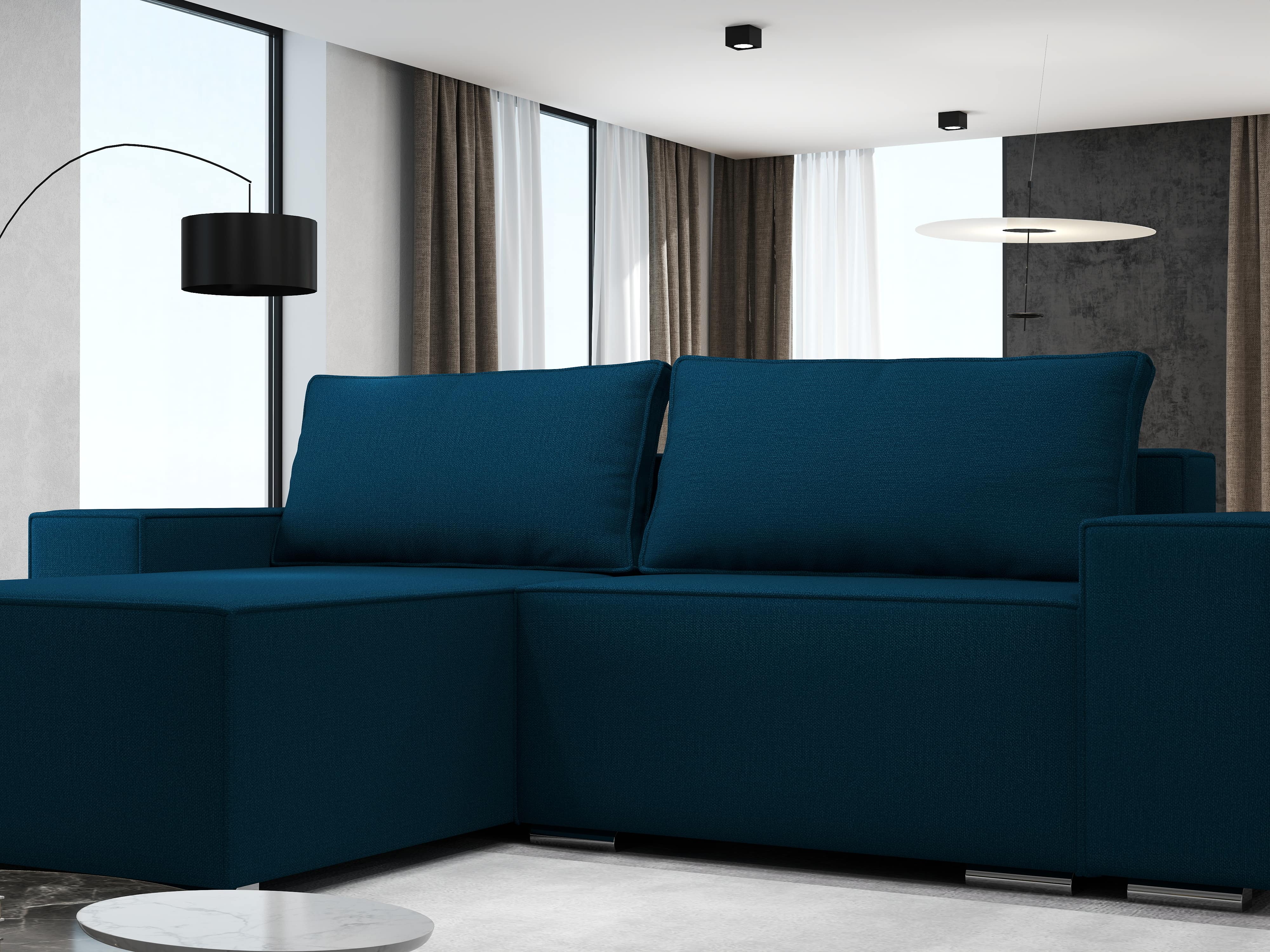 Colțar extensibil dumonde cu ladă de depozitare si sezut confortabil din spuma HR, Dream Enjoy Petrol 290x185 cm Fabrica