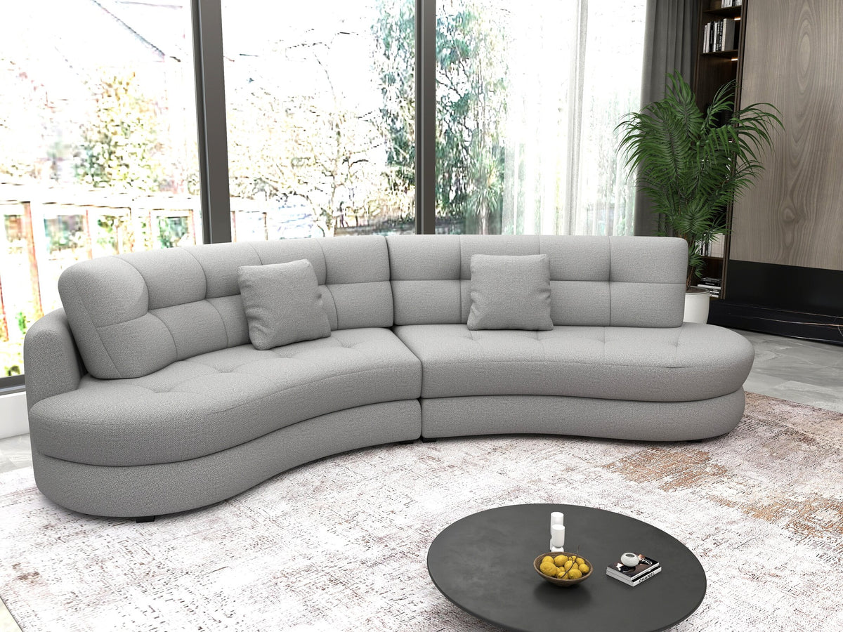 Canapea semirotunda dumonde cu șezut confortabil din spumă HR, Roma Enjoy Gri 300x160 cm
