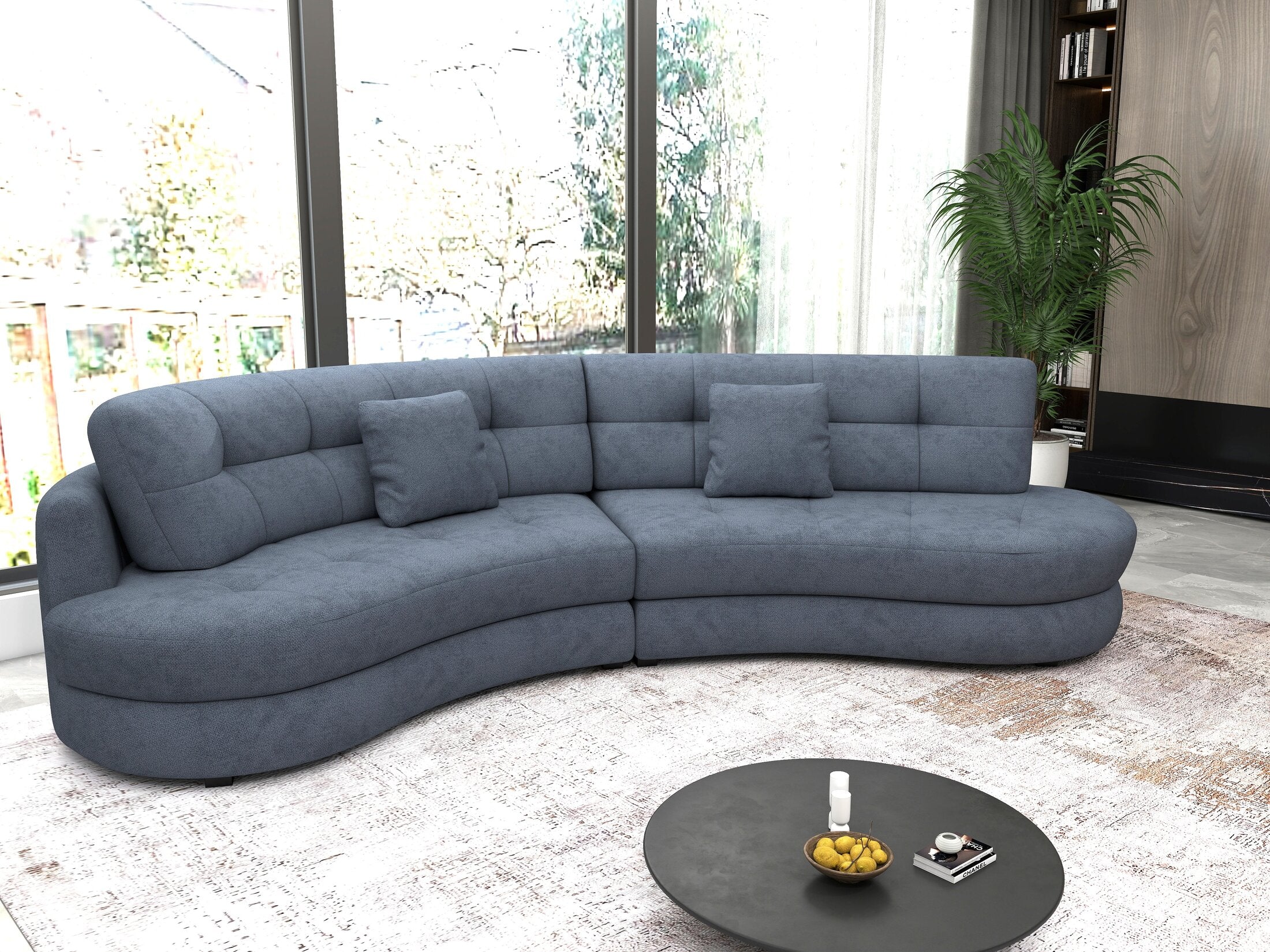 Canapea semirotunda dumonde cu șezut confortabil din spumă HR, Roma  Enjoy Antracit 300x160 cm