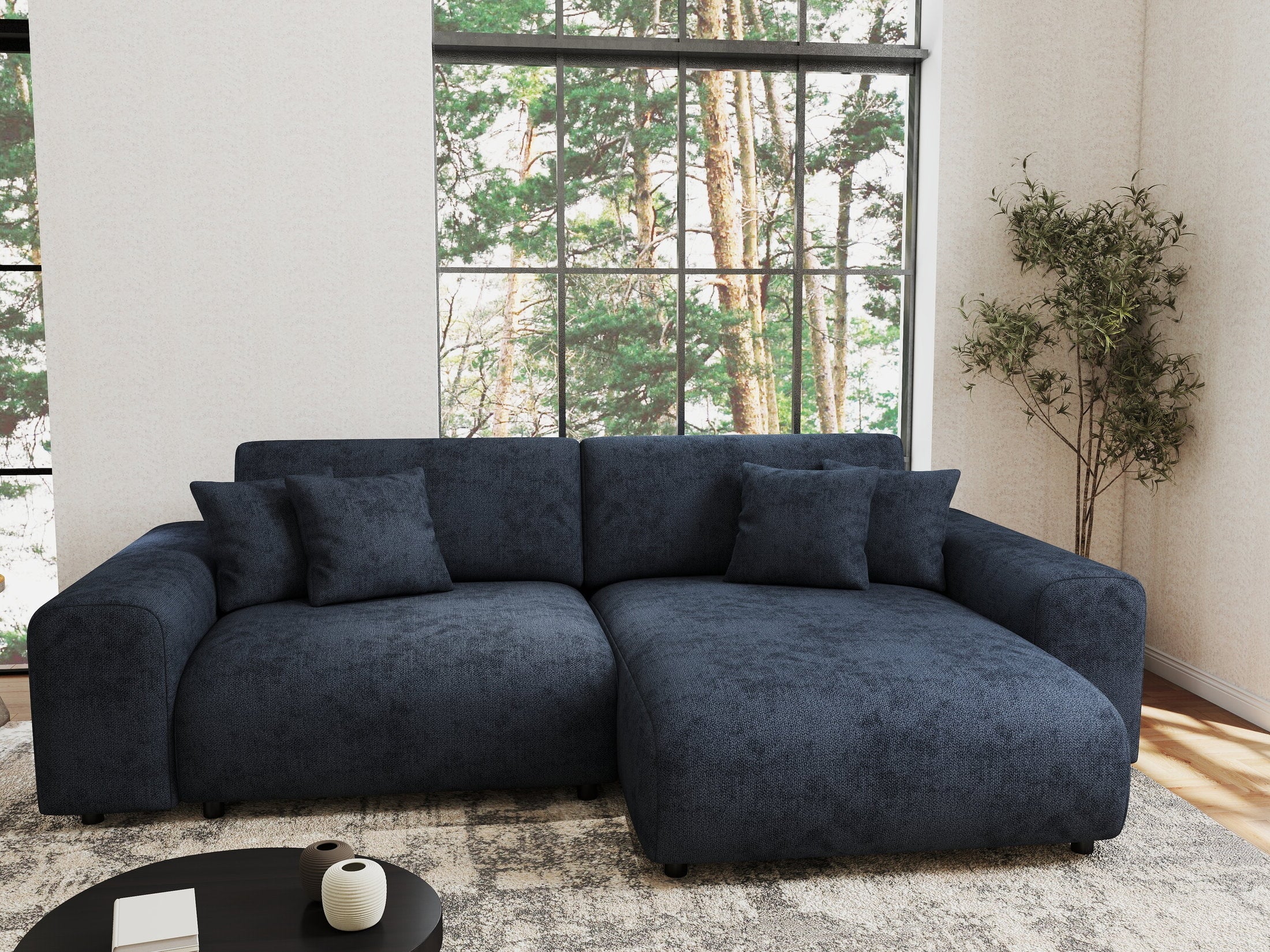 Colțar extensibil dumonde cu ladă de depozitare si sezut confortabil din spuma HR, Sarina Enjoy Antracit 255x168 cm II