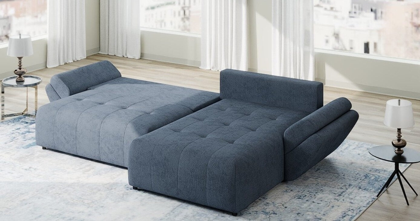 Colțar extensibil dumonde cu ladă de depozitare si sezut confortabil din spuma HR, Berlin Enjoy Antracit 280x185 cm II