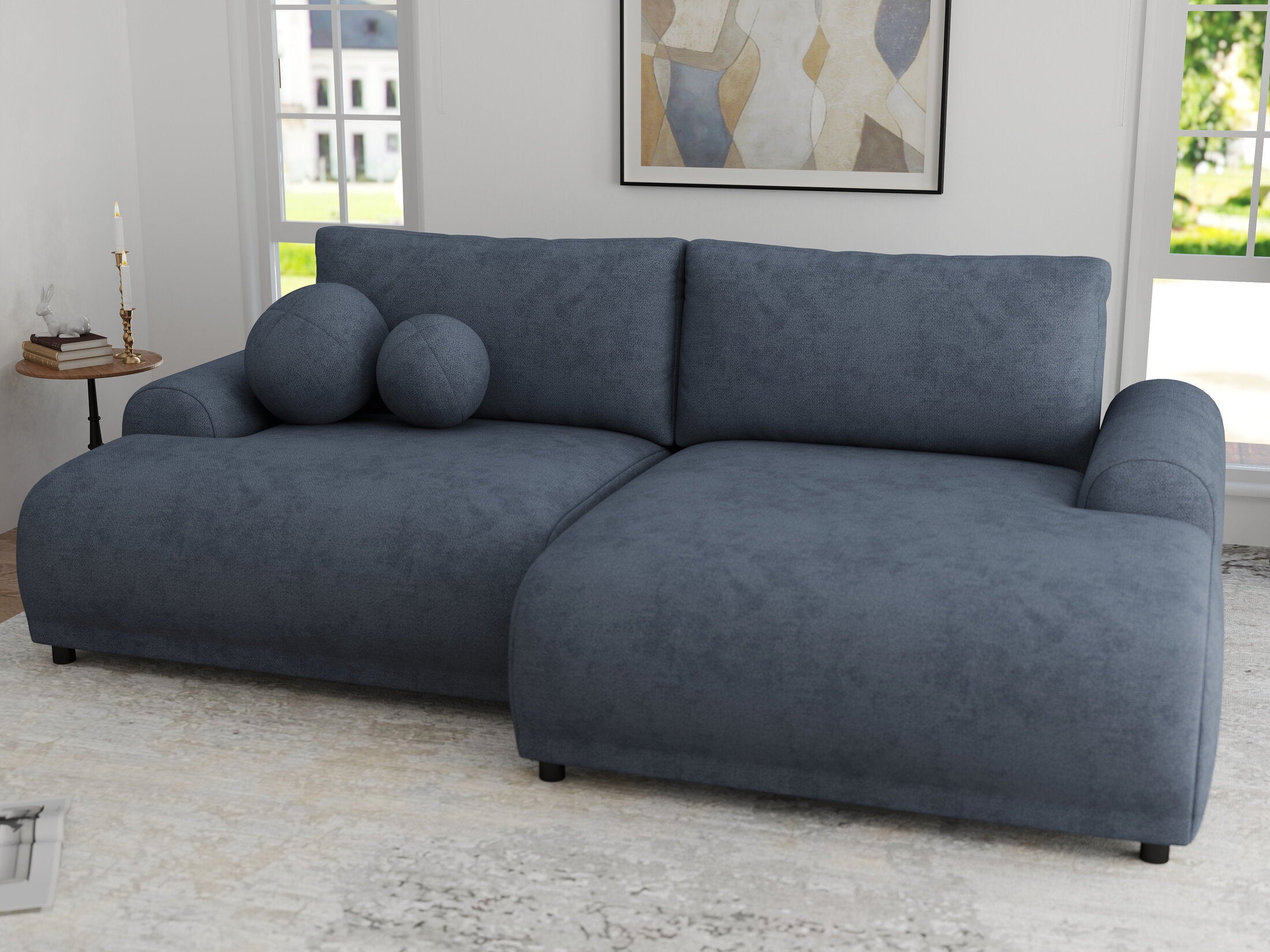 Colțar extensibil dumonde cu ladă de depozitare și șezut confortabil din spumă HR, Carlo Enjoy Antracit 240x145 cm II