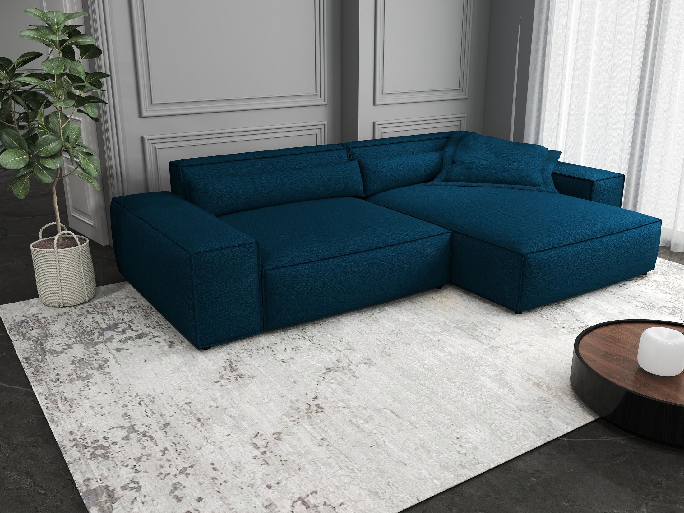 Colțar dumonde cu șezut confortabil din spumă HR, Marvelo Enjoy Verde Petrol 264x175 cm II