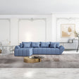 Colțar extensibil dumonde cu ladă de depozitare si sezut confortabil din spuma HR, Berlin XL Enjoy Lux Blue 350x185 cm Fabrica