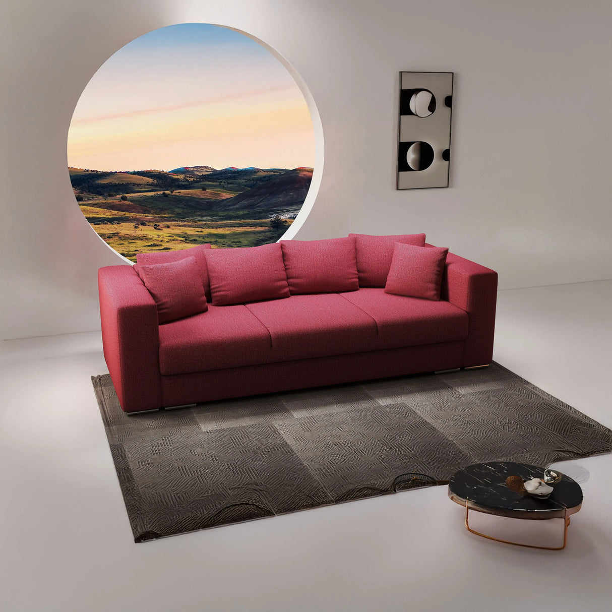Canapea extensibilă dumonde cu ladă de depozitare si sezut confortabil din spuma HR, Gloria Bordoux 240x100 cm Fabrica