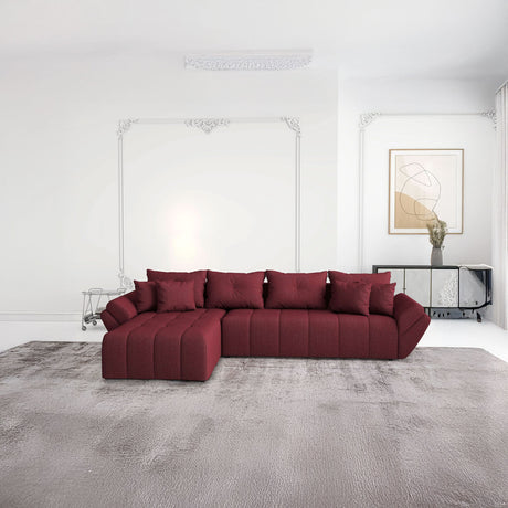 Colțar extensibil dumonde cu ladă de depozitare si sezut confortabil din spuma HR, Berlin XL Enjoy Lux Red 350x185 cm Fabrica