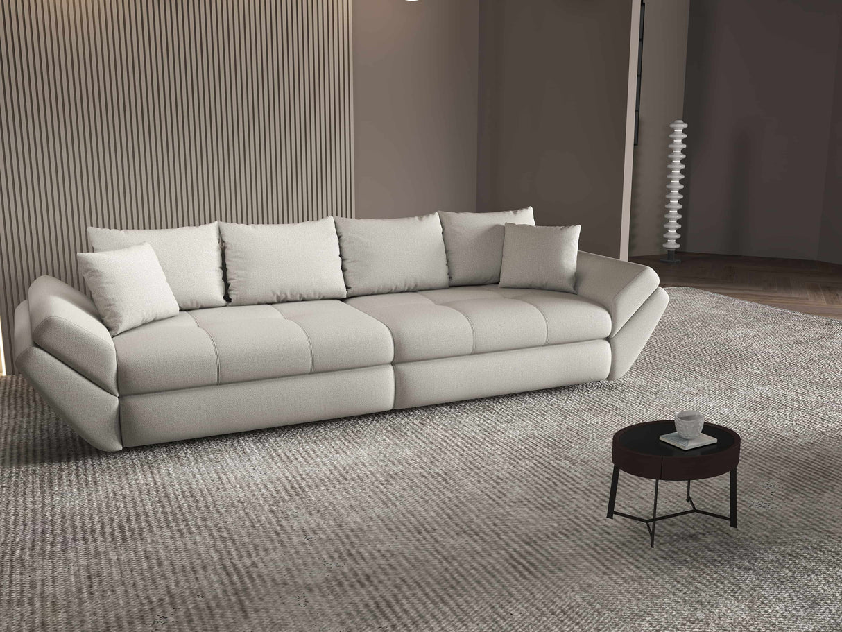 Canapea extensibilă dumonde cu ladă de depozitare si sezut confortabil din spuma HR, Loana Enjoy Bej 300x100 cm Fabrica