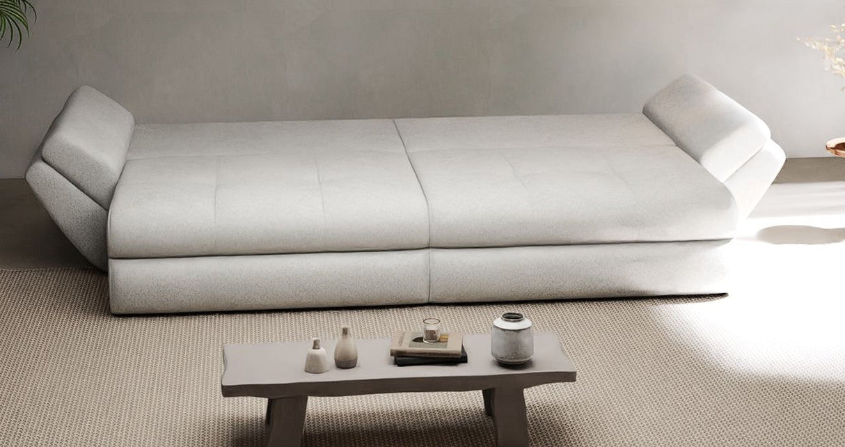 Canapea extensibilă dumonde cu ladă de depozitare si sezut confortabil din spuma HR, Loana Euphoria Alb 300x100 cm Fabrica