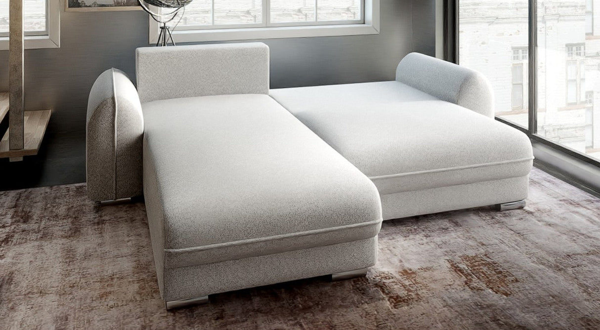 Colțar extensibil dumonde cu ladă de depozitare si sezut confortabil din spuma HR, Denver Euphoria Gri 275x185 cm Fabrica