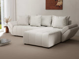 Colțar extensibil dumonde cu ladă de depozitare si sezut confortabil din spuma HR, Berlin Euphoria Alb 280x185 cm II Fabrica