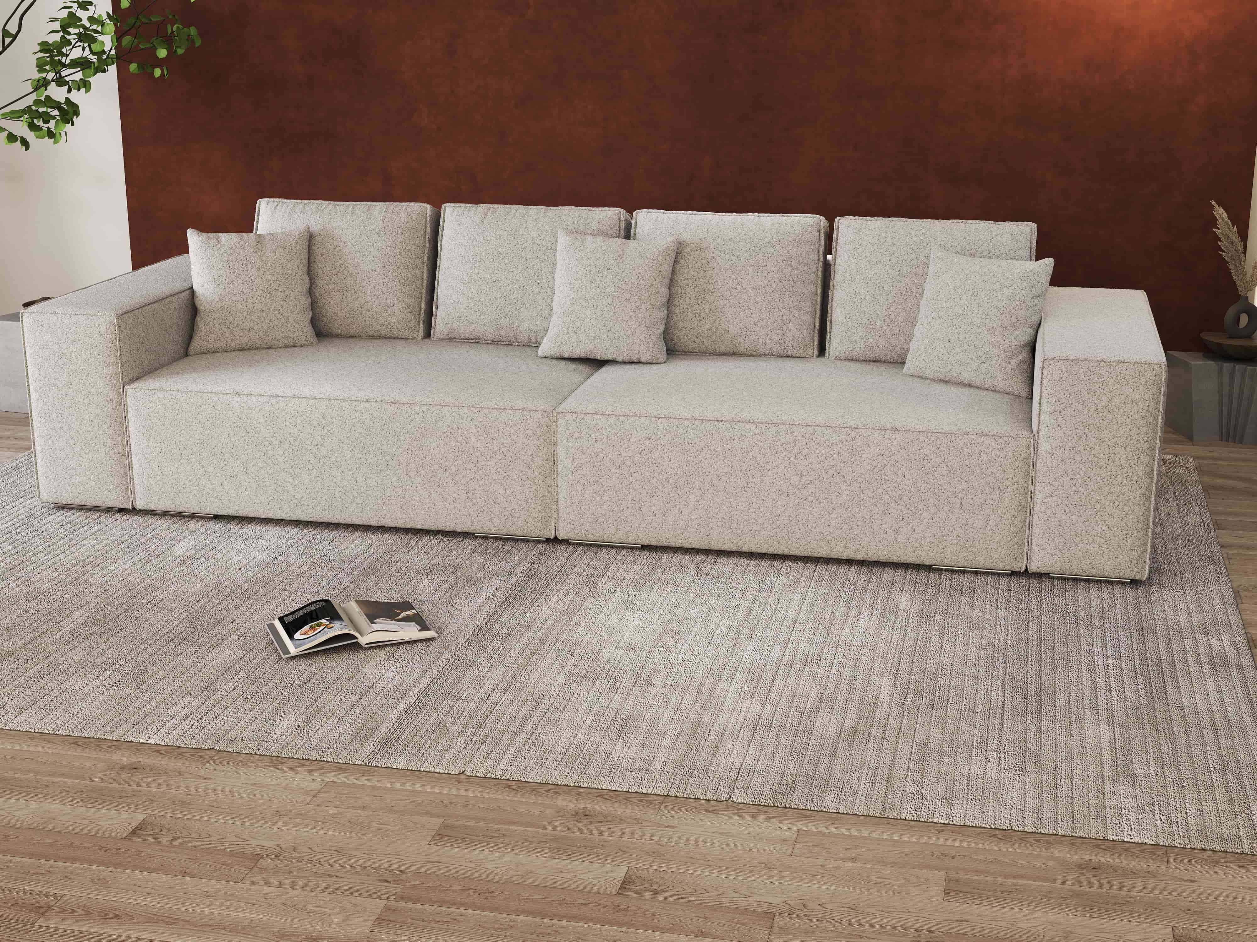 Canapea extensibilă dumonde cu ladă de depozitare si sezut confortabil din spuma HR, Dream Euphoria Dove 310x100 cm Fabrica
