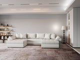Colțar extensibil dumonde cu ladă de depozitare si sezut confortabil din spuma HR, Loana U Bej Euphoria 355x185 cm Fabrica