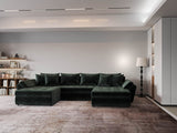 Colțar extensibil dumonde cu ladă de depozitare si sezut confortabil din spuma HR, Loana U Verde Euphoria 355x185 cm Fabrica