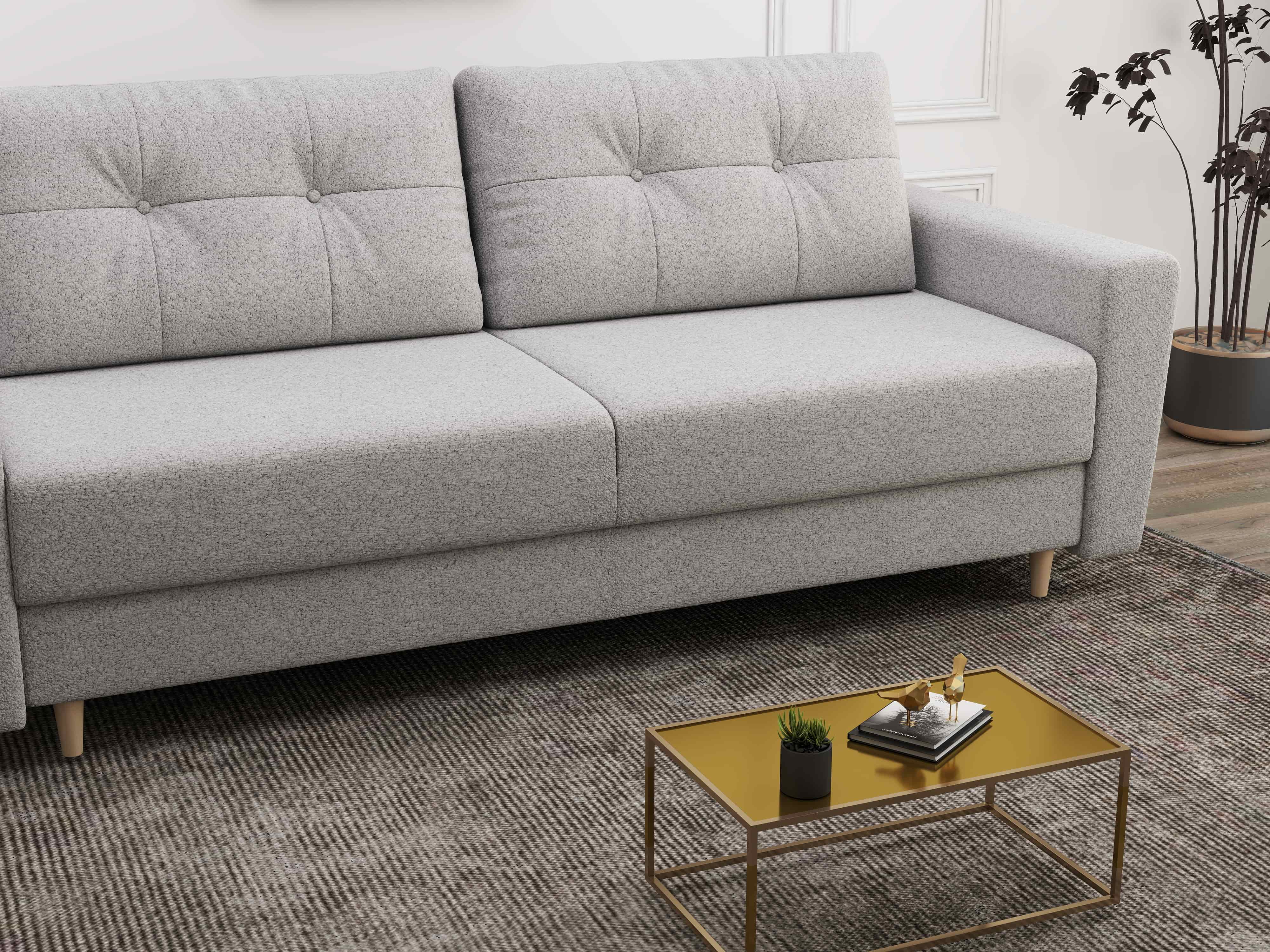 Canapea extensibilă dumonde cu ladă de depozitare si sezut confortabil din spuma HR, Summer Euphoria Gri 225x100 cm