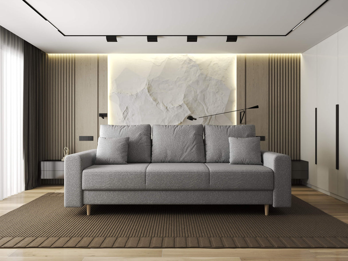 Canapea extensibilă dumonde cu ladă de depozitare si sezut confortabil din spuma HR, Kronos Euphoria Gri 210x100 cm fabrica