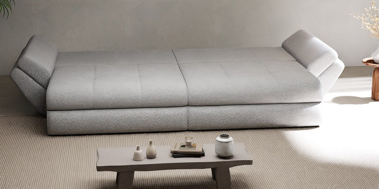 Canapea extensibilă dumonde cu ladă de depozitare si sezut confortabil din spuma HR, Loana Euphoria Gri 300x100 cm Fabrica