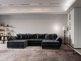 Colțar extensibil dumonde cu ladă de depozitare si sezut confortabil din spuma HR, Loana U Gray Euphoria 355x185 cm Fabrica