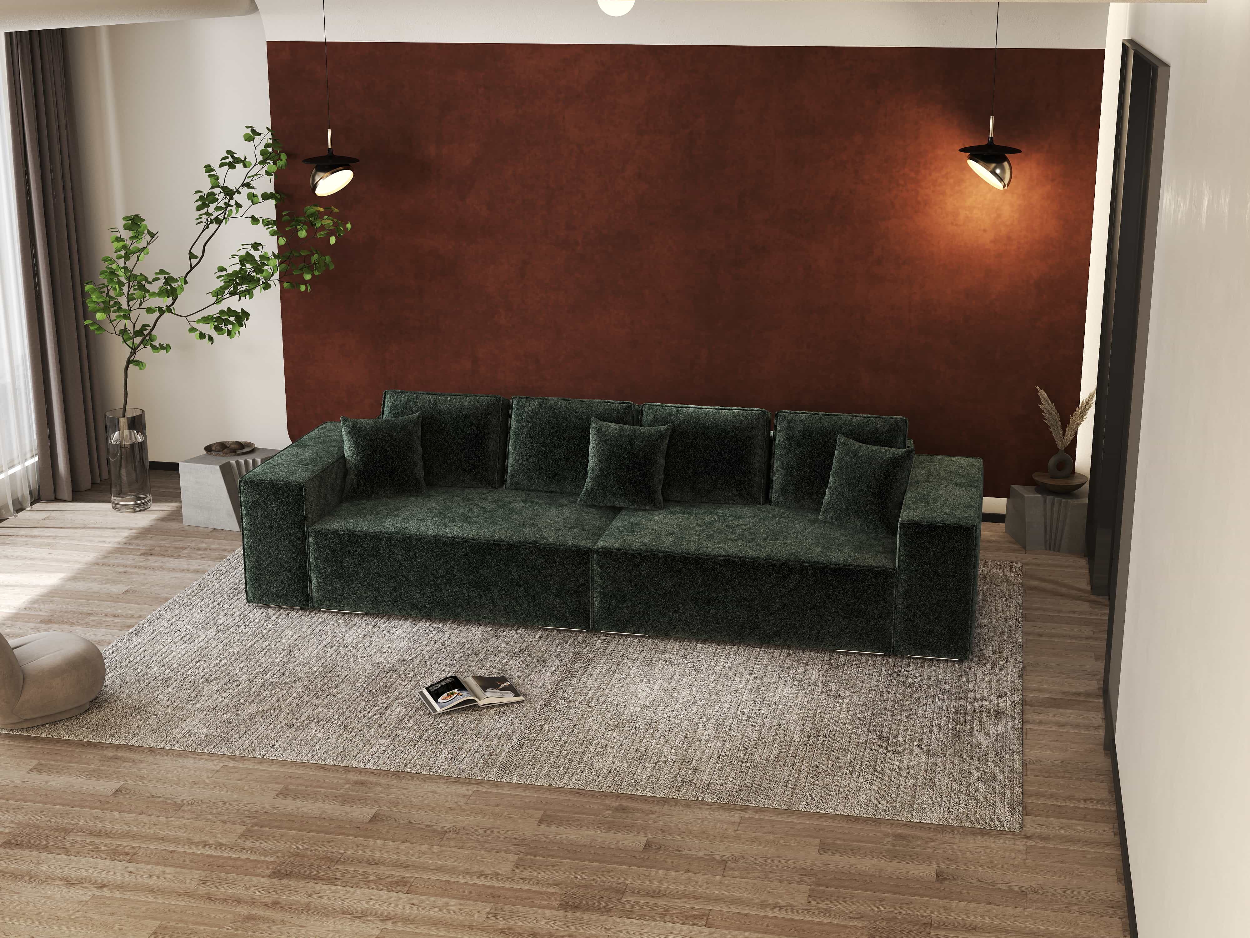 Canapea extensibilă dumonde cu ladă de depozitare si sezut confortabil din spuma HR, Dream Euphoria Verde 310x100 cm Fabrica