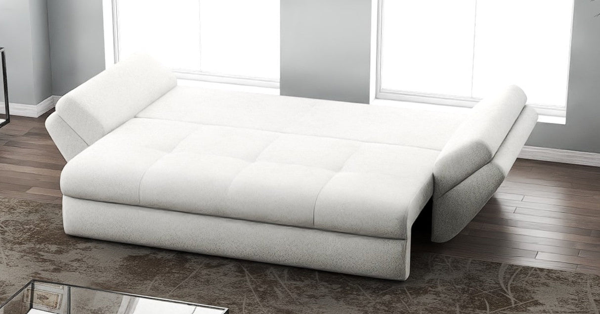 Canapea extensibilă dumonde cu ladă de depozitare si sezut confortabil din spuma HR, Loana Zoom Euphoria White 250x100 cm Fabrica