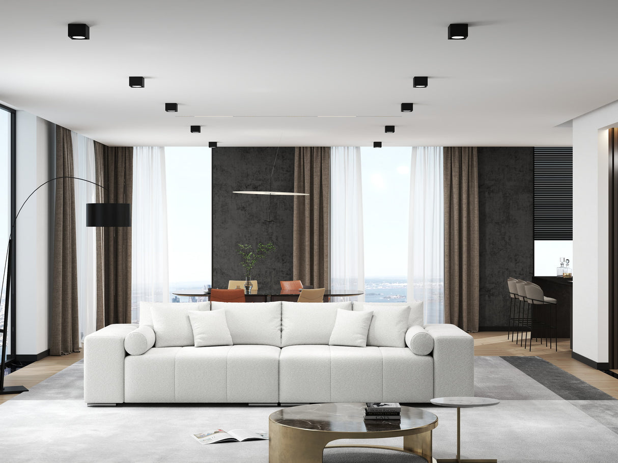 Canapea extensibilă dumonde cu ladă de depozitare si sezut confortabil din spuma HR, Marbela Euphoria Alb XXL 295x100 cm fabrica