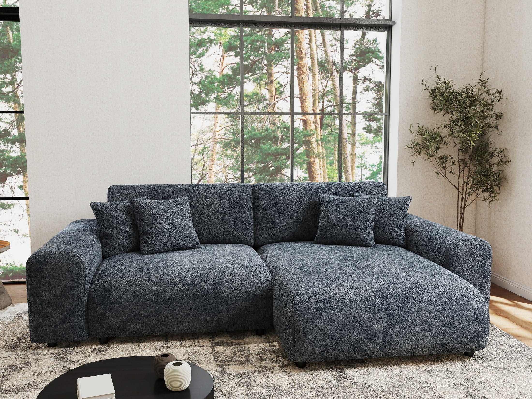 Colțar extensibil dumonde cu ladă de depozitare si sezut confortabil din spuma HR, Sarina Euphoria Gri Grafit 255x168 cm II