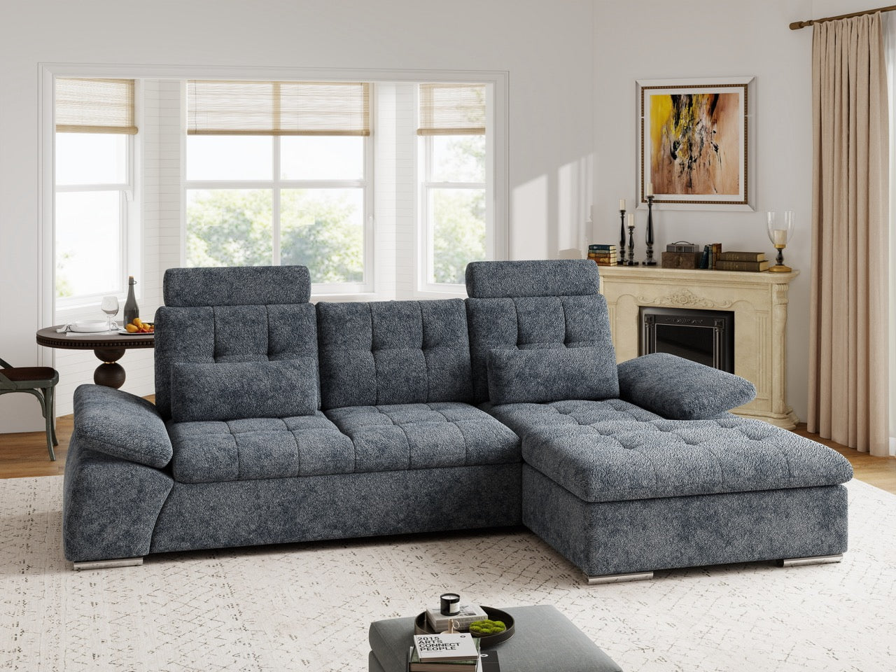 Colțar extensibil dumonde cu ladă de depozitare și șezut confortabil din spumă HR, Merkur Euphoria Gri Grafit 270x168 cm II