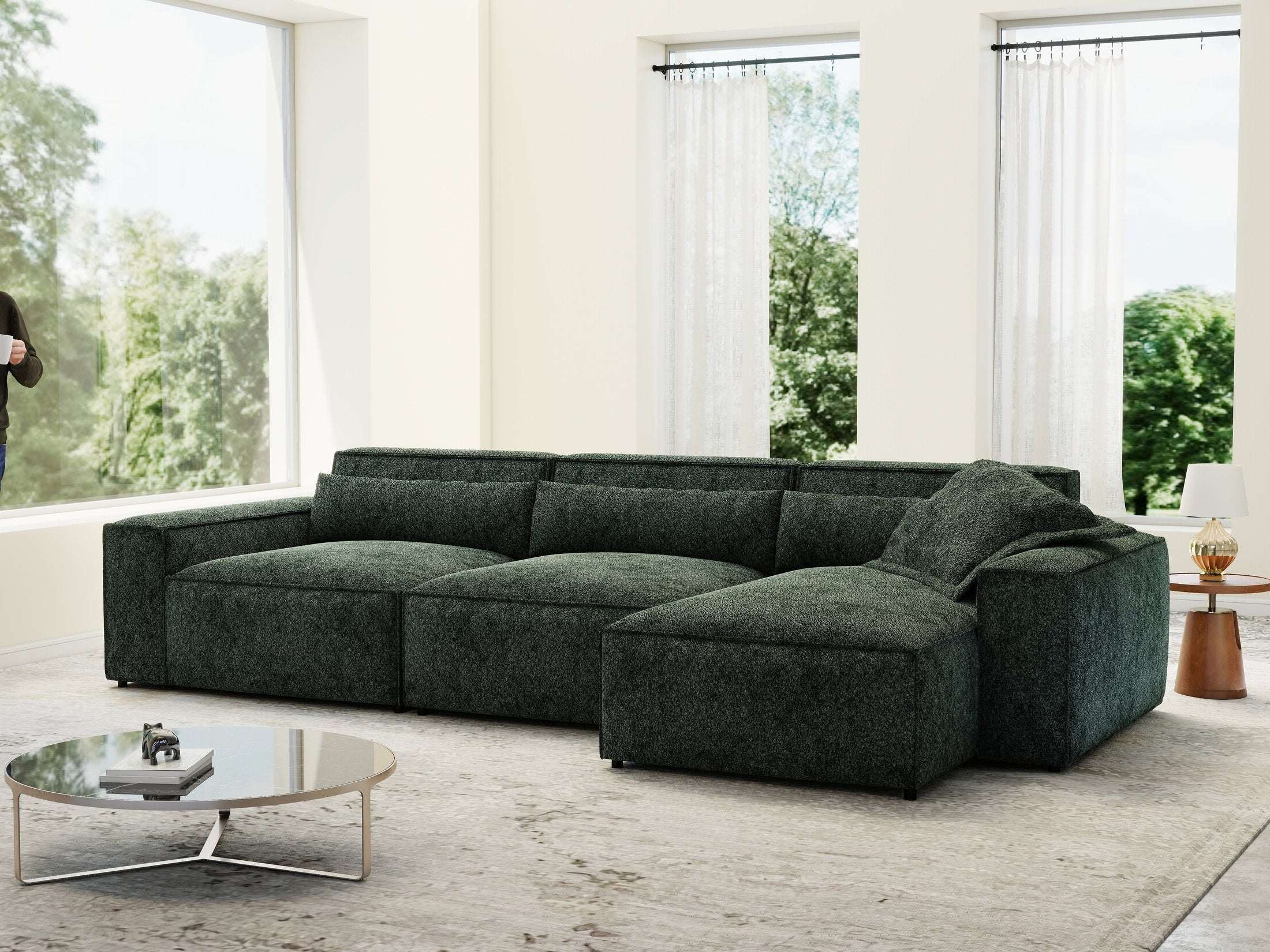 Colțar dumonde cu sezut confortabil din spuma HR, Marvelo XL Euphoria Verde 366x175 cm II