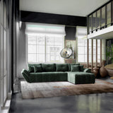 Colțar extensibil dumonde cu ladă de depozitare si sezut confortabil din spuma HR, Berlin XL Euphoria Green 350x185 cm II Fabrica