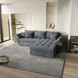 Colțar extensibil dumonde cu ladă de depozitare si sezut confortabil din spuma HR, Loana Euphoria Graphit II 275x185 cm Fabrica