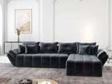 Colțar extensibil dumonde cu ladă de depozitare si sezut confortabil din spuma HR, Berlin XL Euphoria Graphite 350x185 cm II Fabrica