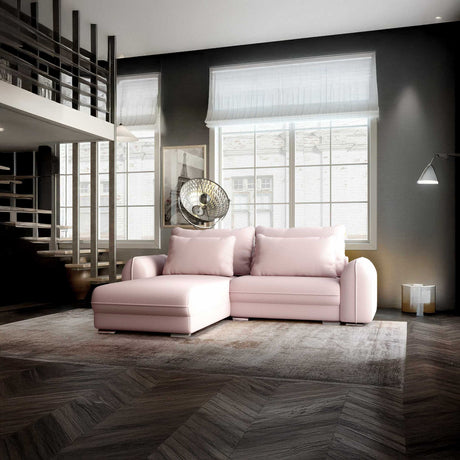 Colțar extensibil dumonde cu ladă de depozitare si sezut confortabil din spuma HR, Denver Enjoy Flamingo 275x185 cm Fabrica