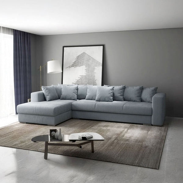 Colțar extensibil dumonde cu ladă de depozitare Gloria Zoom Grey 320x183 cm